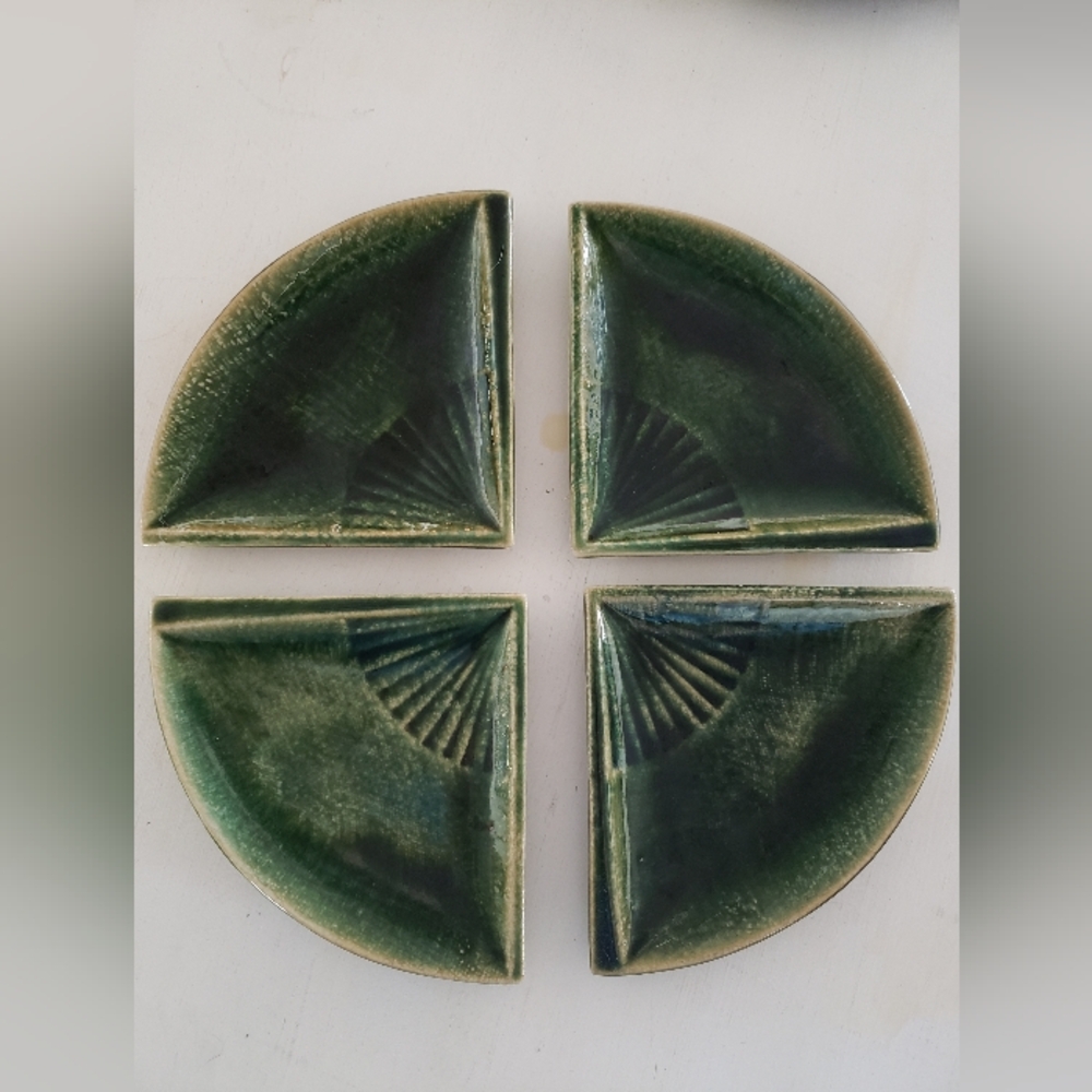 Japanese Serving Dishes, Set Of 4, Vintage, Green